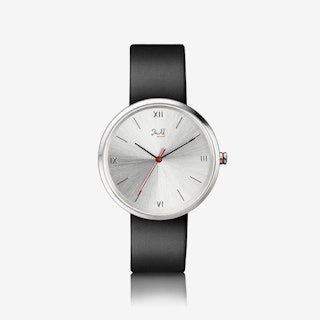 J&M Watch M Nordic360 M4 in Silver with Black Leather Strap