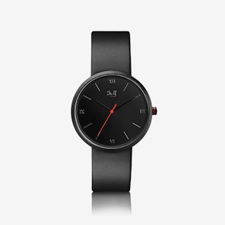 J&M Watch M Nordic360 M5 in Silver with Black Leather Strap