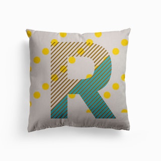 R Typeface Alphabet Canvas Cushion