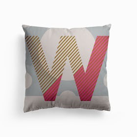 W Typeface Alphabet Canvas Cushion