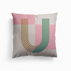 U Typeface Alphabet Canvas Cushion