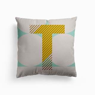 T Typeface Alphabet Canvas Cushion