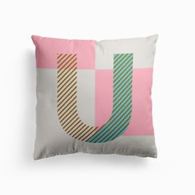 U Typeface Alphabet Cushion