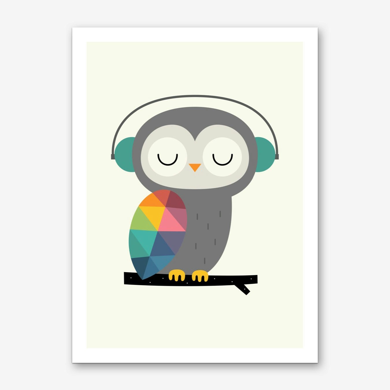 Owl Art Print Poster by Andy Westface - Multicolor, Framed, Cartoon Style, Wall Decor