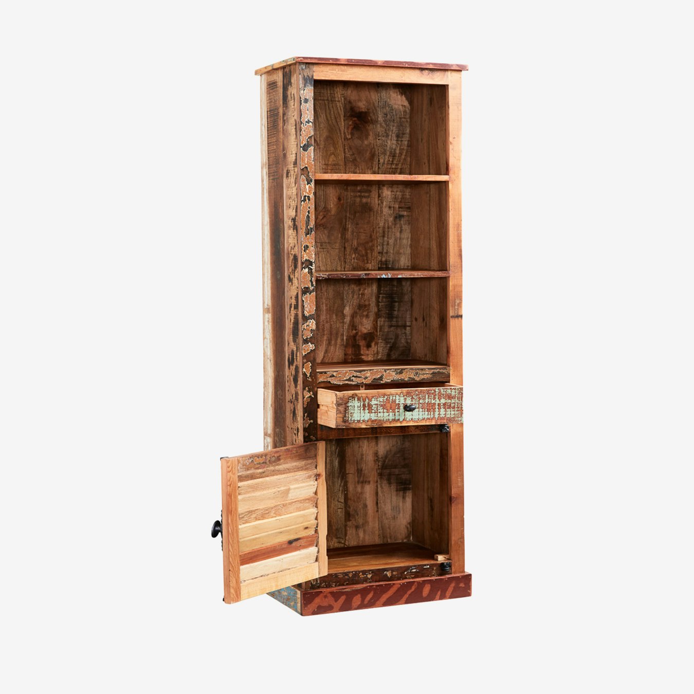 Narrow Reclaimed Wood Bookcase By Indian Hub Fy