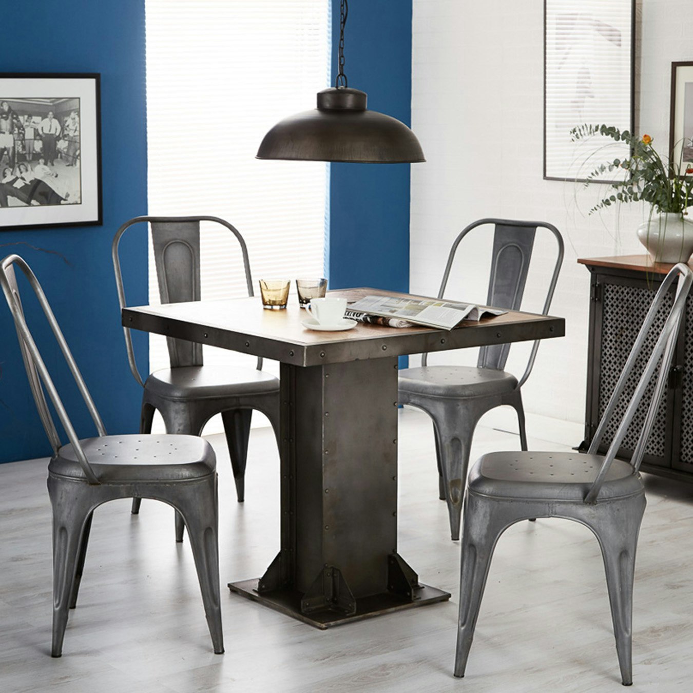 Cosmo Industrial Reclaimed Metal Chairs - Grey - Set Of 2 by Indian Hub