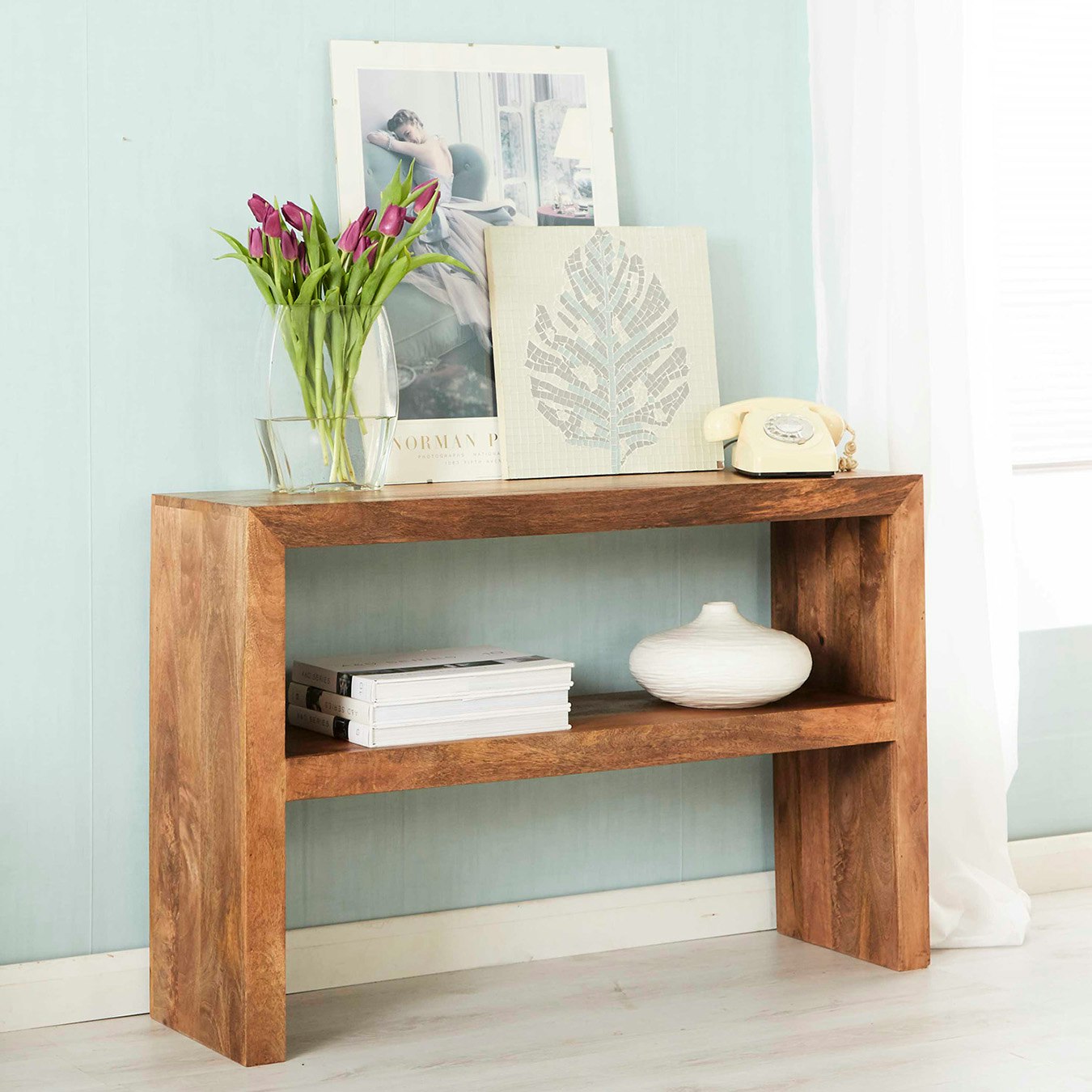 Toko Console Table - Light Mango Wood by Indian Hub