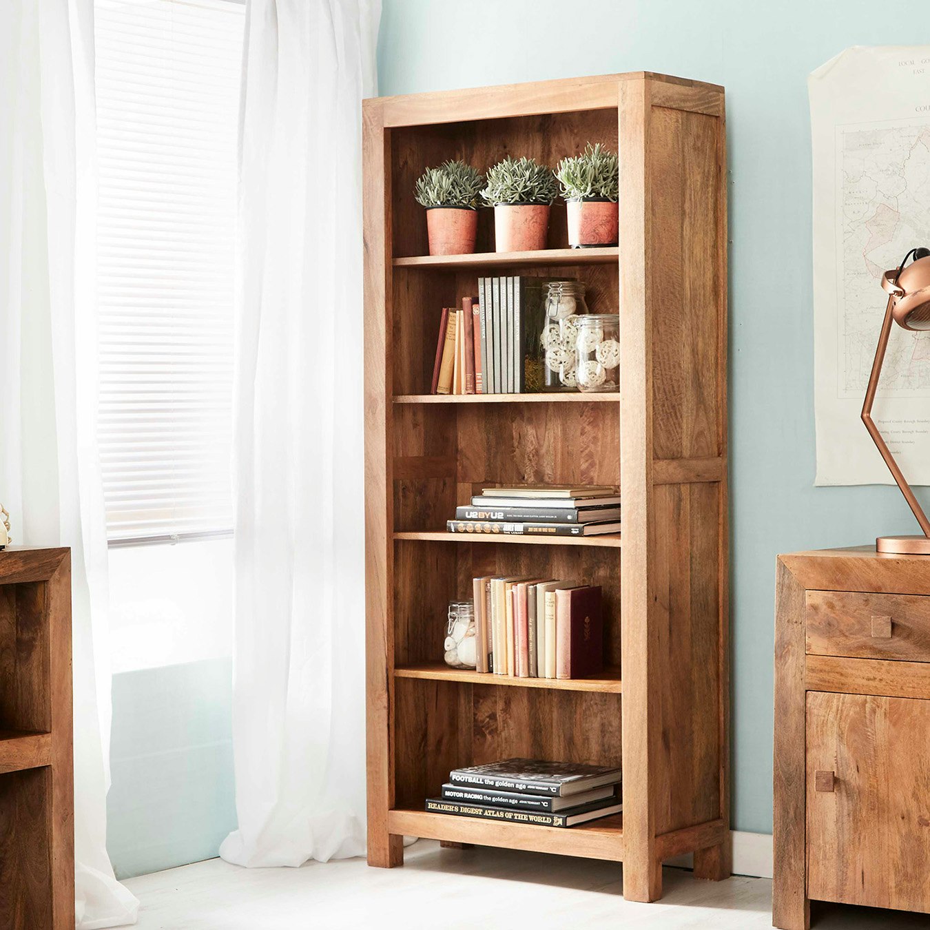Toko Large Open Bookcase - Light Mango Wood by Indian Hub