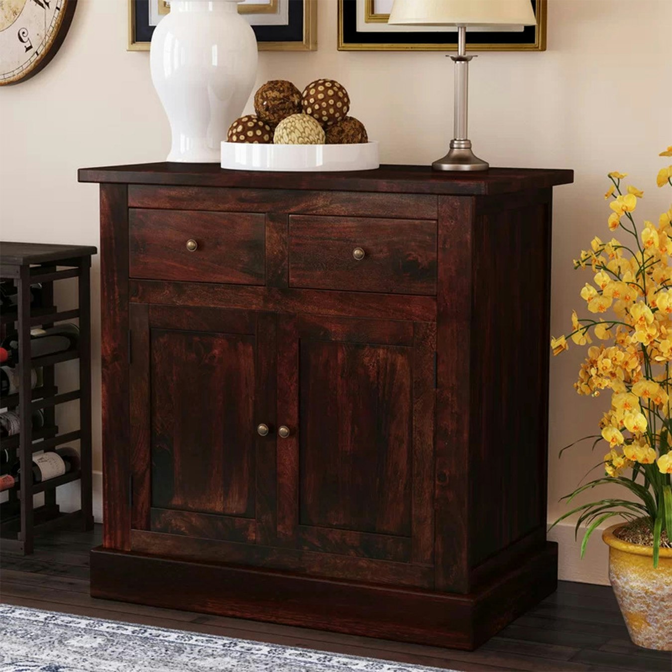 Jaipur 2-Drawer 2-Door Sideboard - Dark Mango Wood by Indian Hub