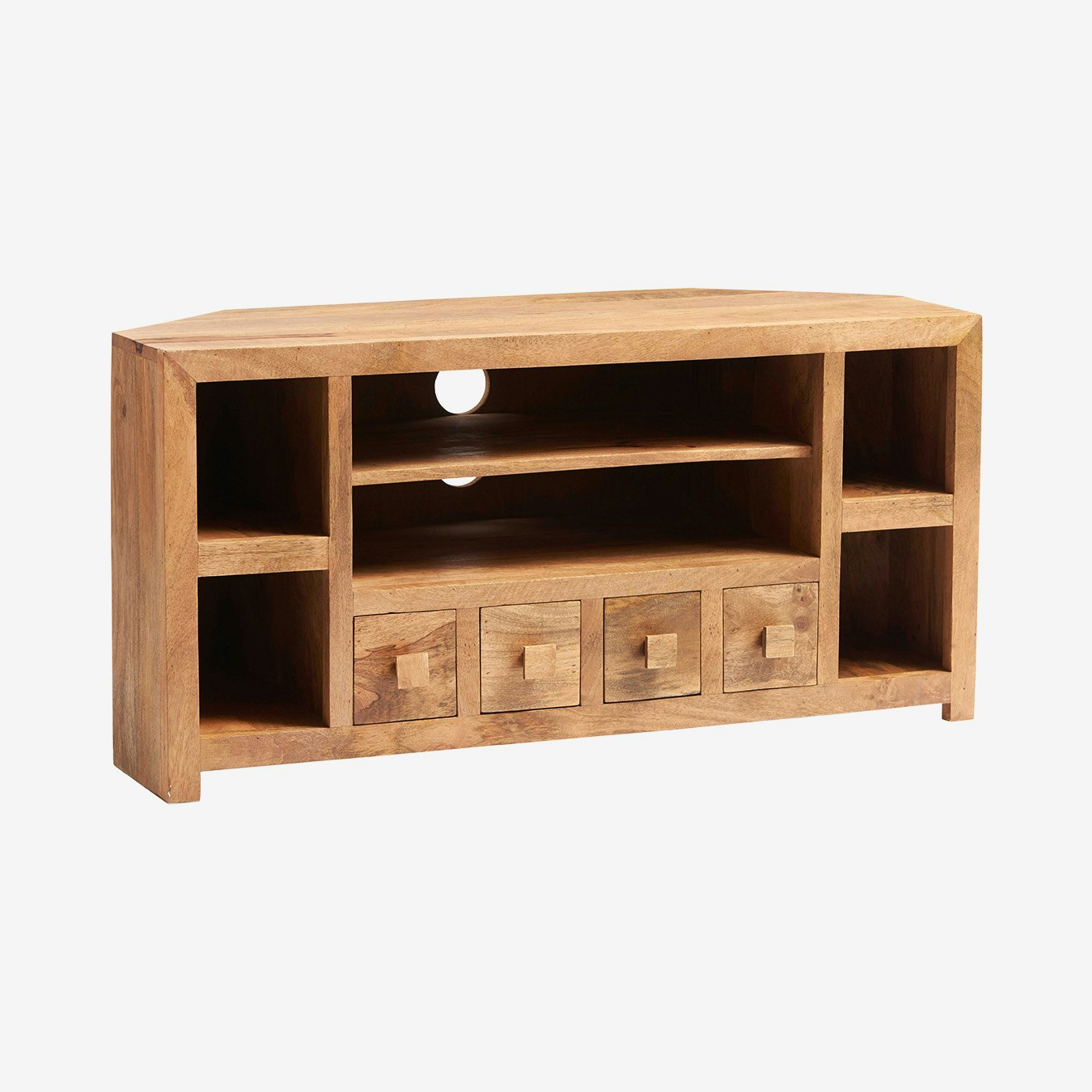Toko 4-Drawer Corner TV Unit - Light Mango Wood by Indian Hub