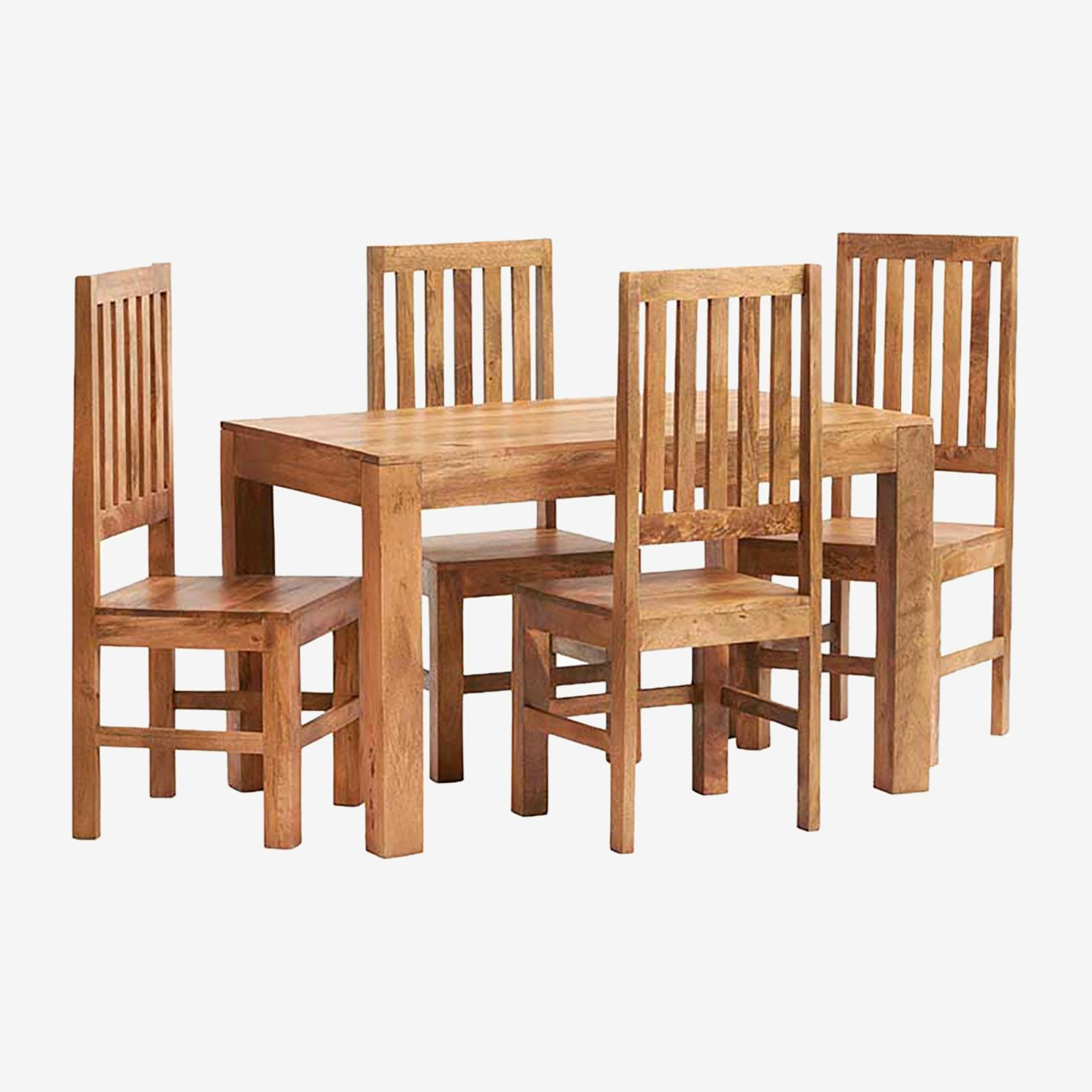 Dakota Light Mango Dining Table Set with Wooden Chairs by Indian Hub