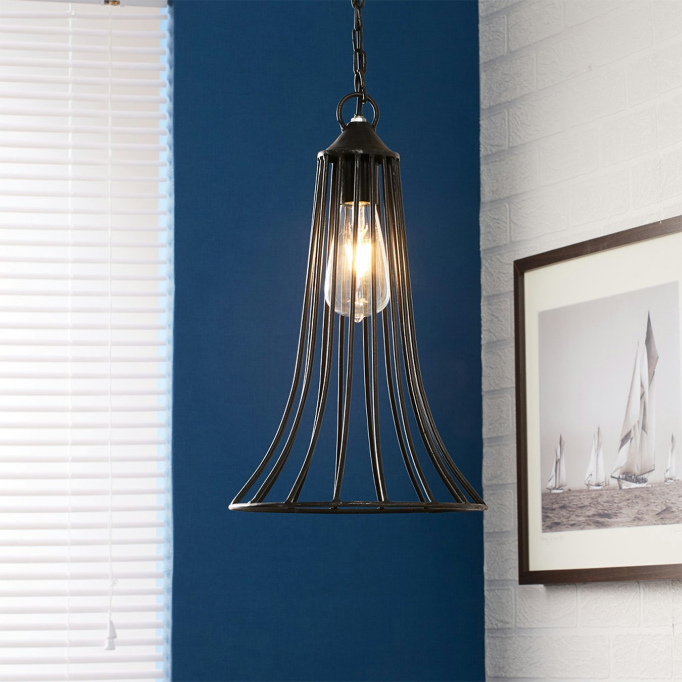 Iron-Cone Cage Pendant Light by Indian Hub