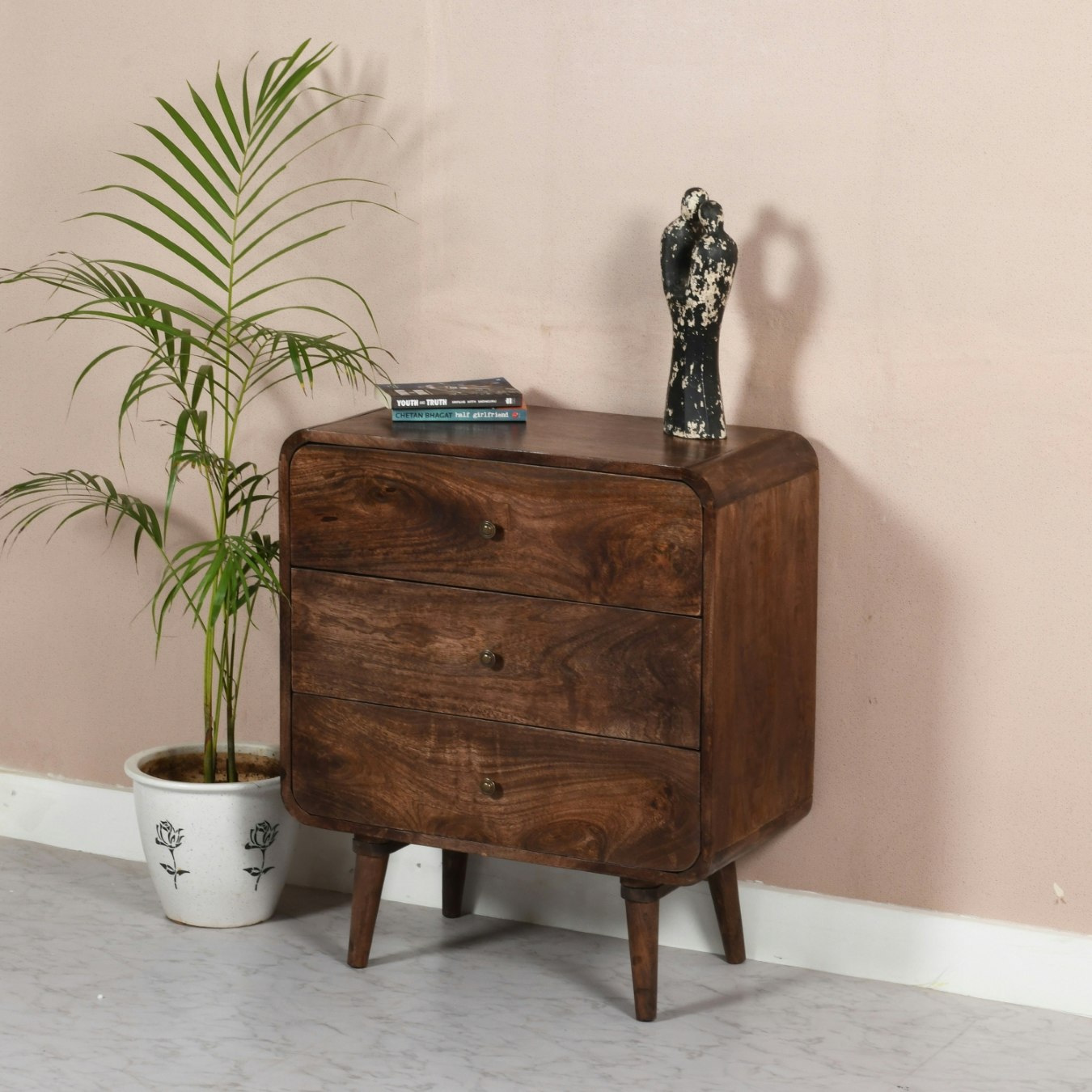 Benjamin Chest Of 3 Drawers - Dark Mango Wood by Indian Hub