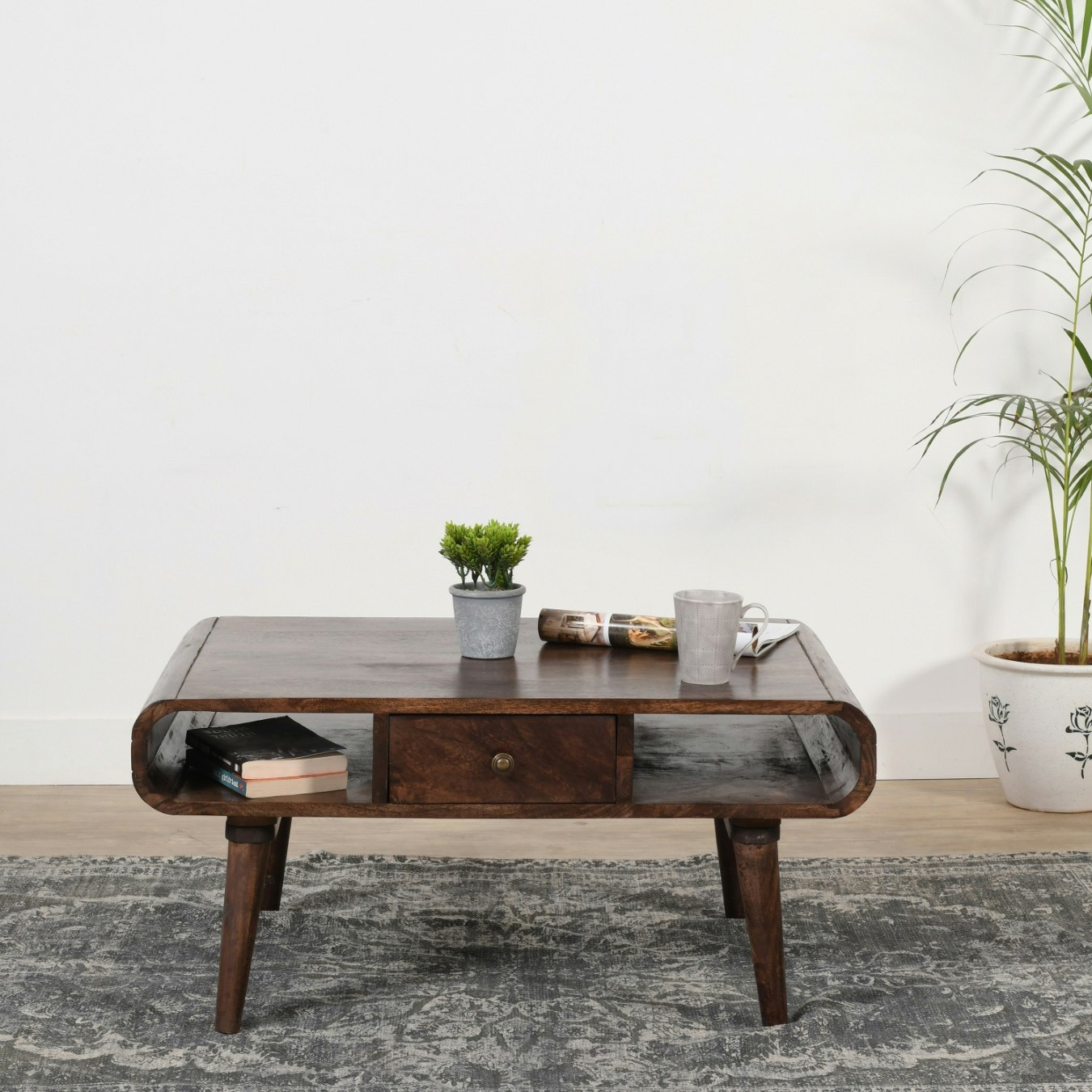 Benjamin Coffee Table With Drawers - Dark Mango Wood by Indian Hub