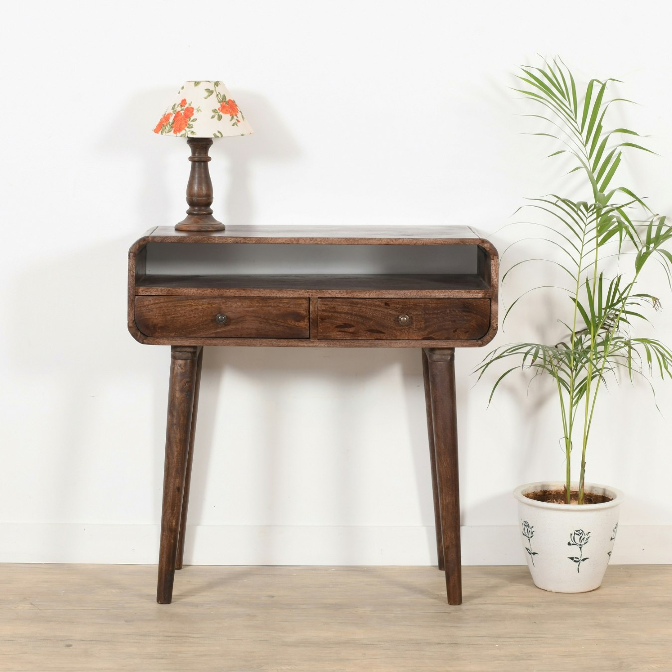 Benjamin Console Table With 2 Drawers - Dark Mango Wood by Indian Hub