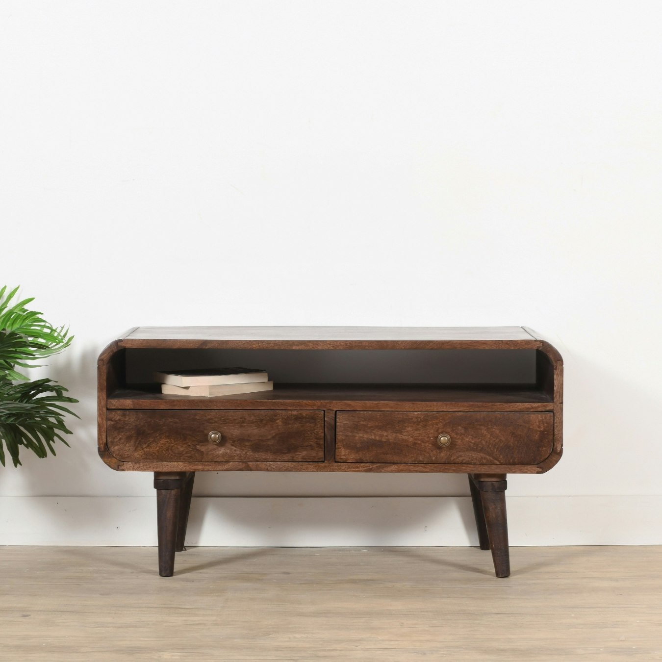 Benjamin TV Stand With 2 Drawers - Dark Mango Wood by Indian Hub