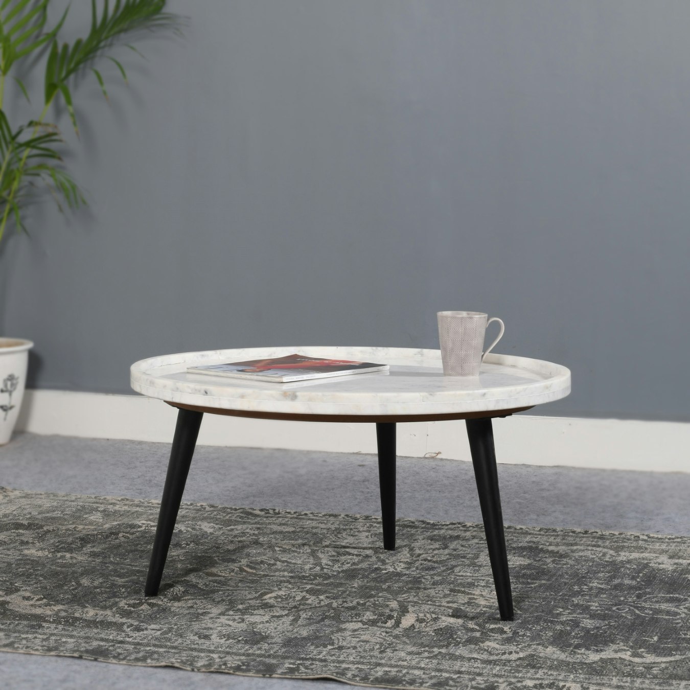 Carter Coffee Table With Marble Top And Metal Legs by Indian Hub