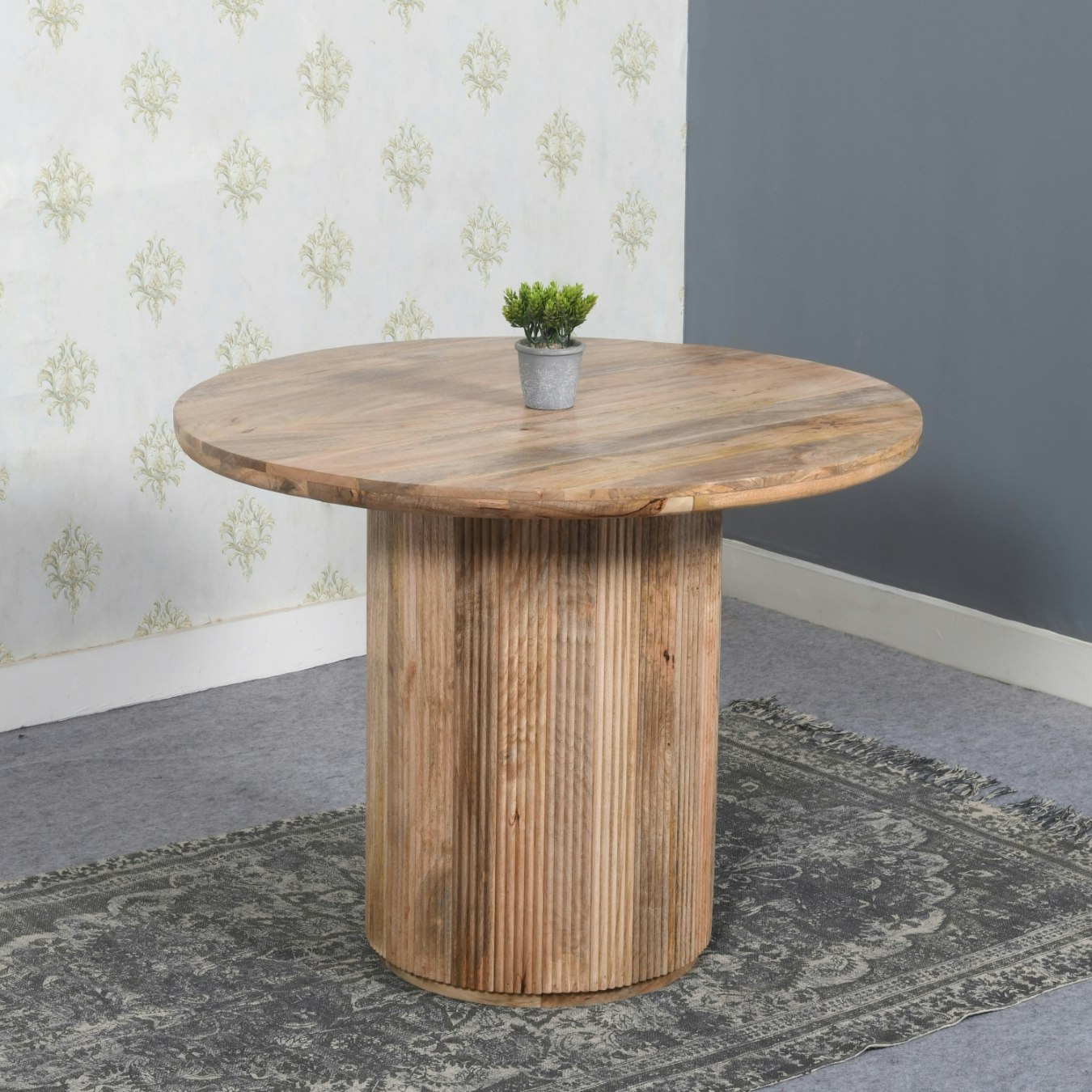 Carter Natural Round Dining Table - Solid Wood by Indian Hub