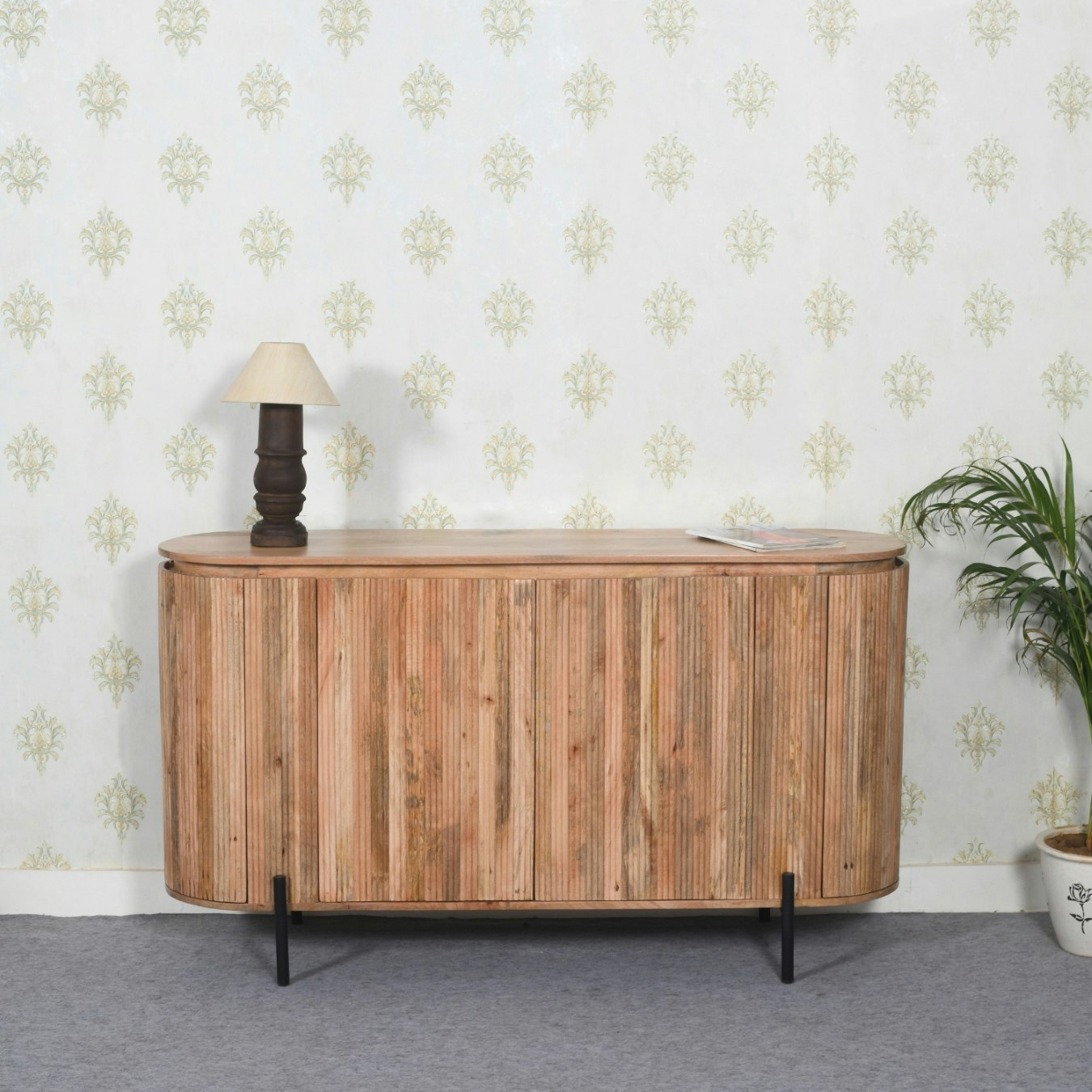 Carter Sideboard With Metal Legs - Solid Wood by Indian Hub