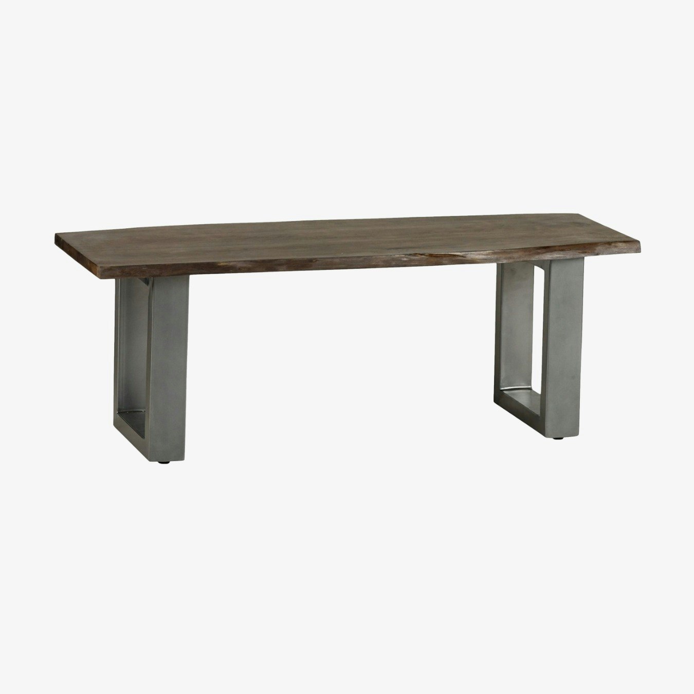 Grey Essential Live Edge Wood & Metal Dining Bench by Indian Hub