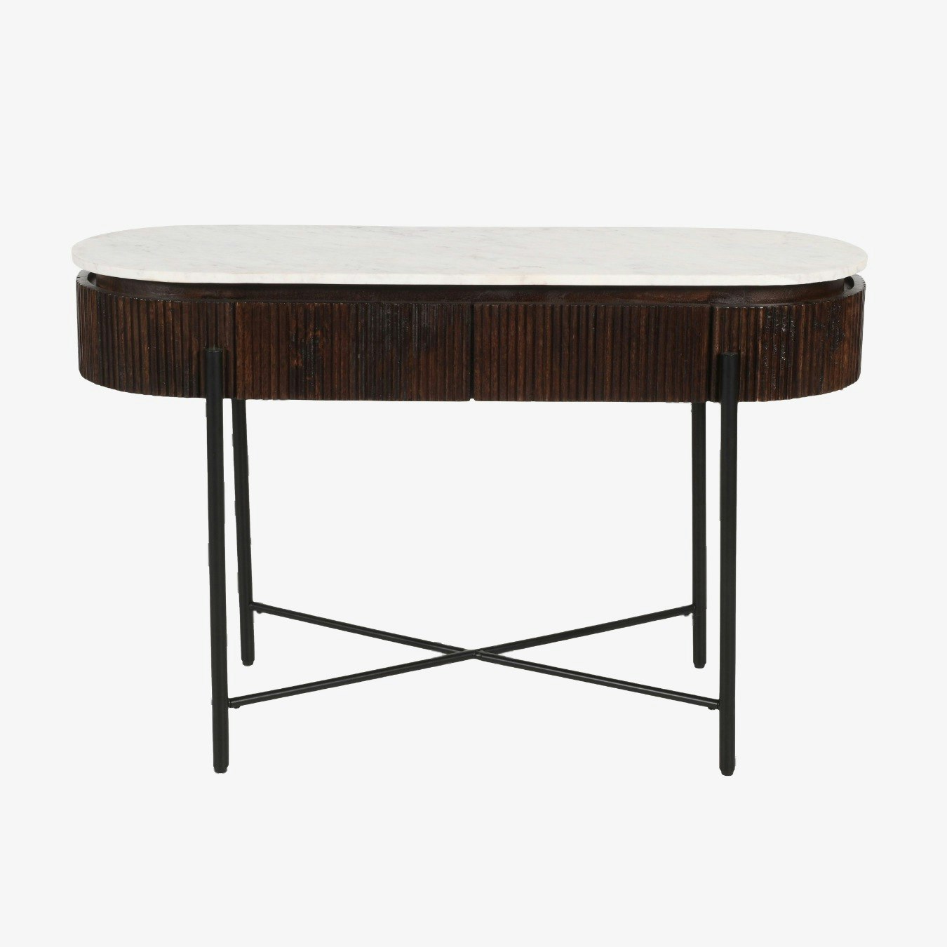 Lux Console Table With Marble Top And Metal Legs - Mango Wood by Indian Hub