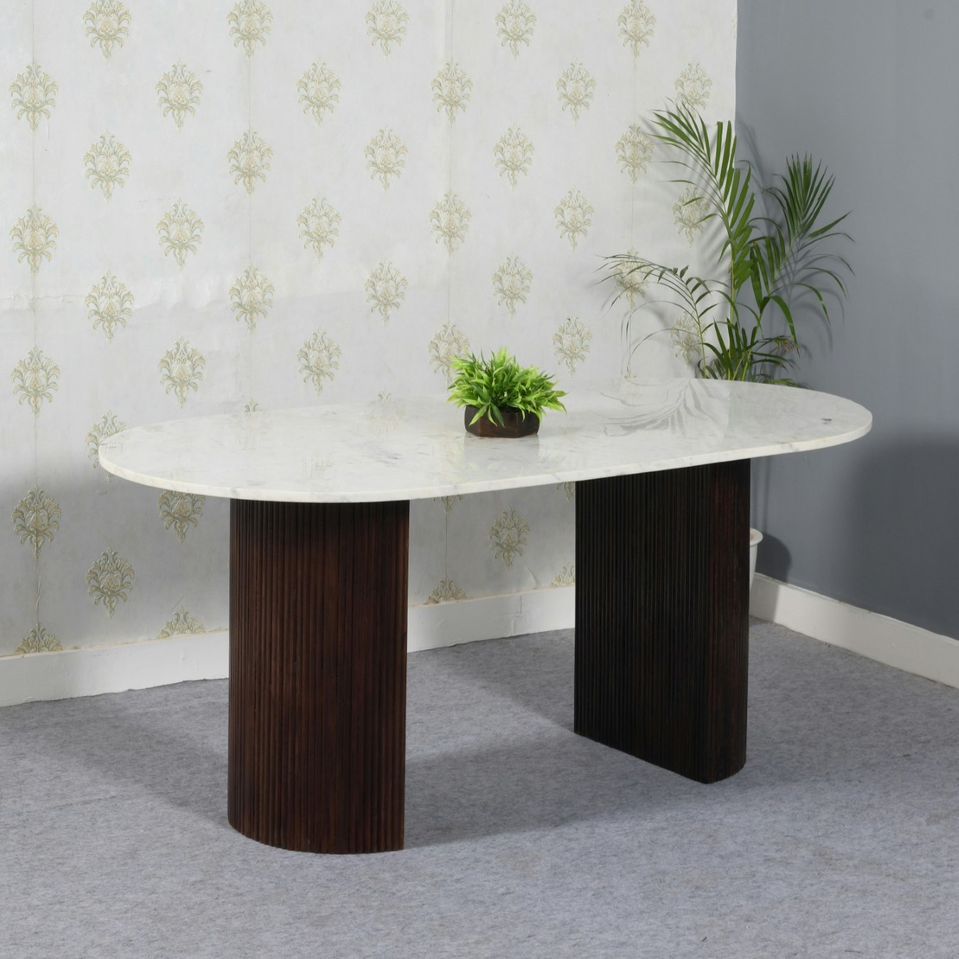 Lux Dining Table 170Cm With Marble Top - Mango Wood by Indian Hub