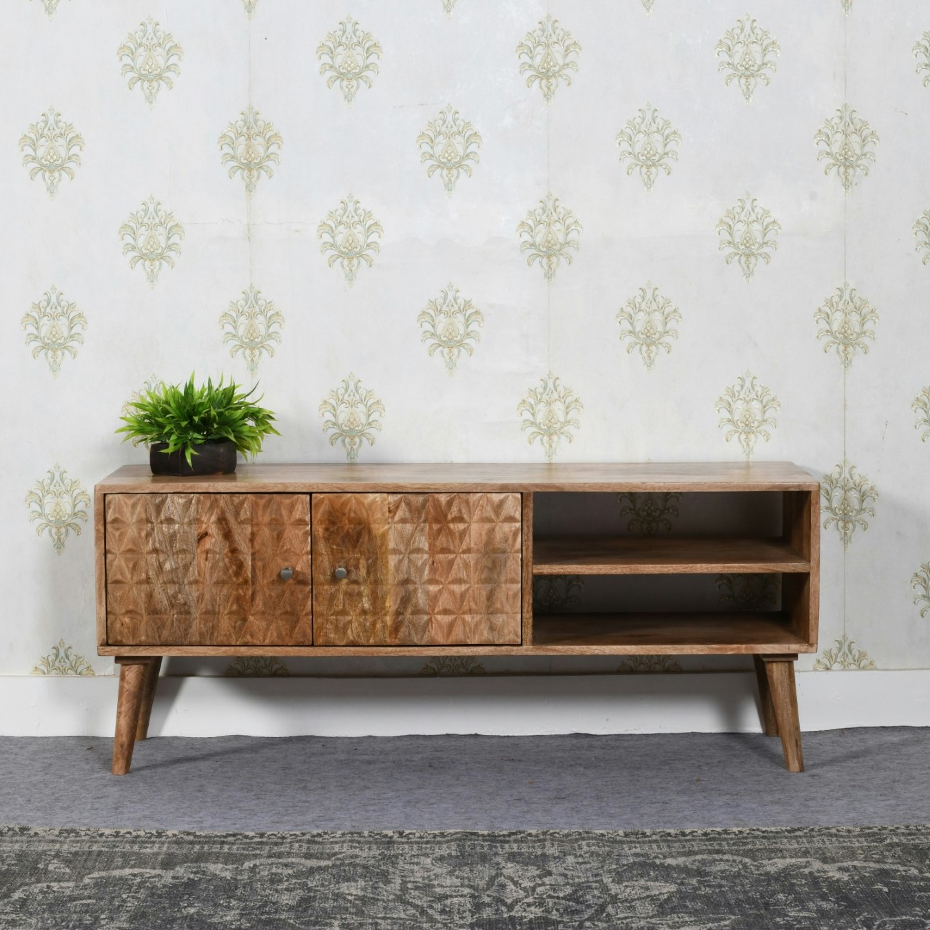 Mason Light TV Stand - Solid Mango Wood by Indian Hub