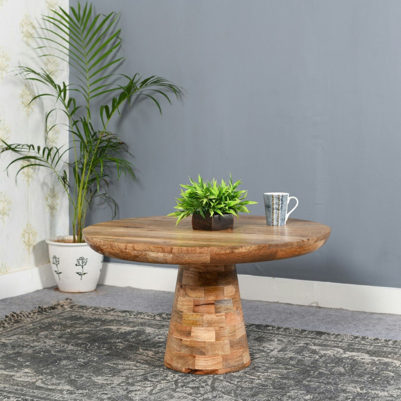 smyril Coffee Table Mushroom Style - Solid Wood by Indian Hub