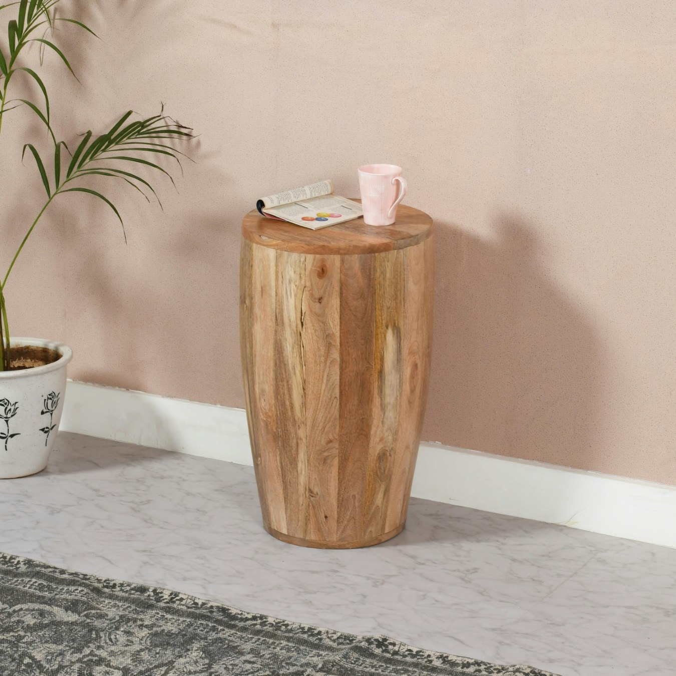 smyril Drum Side Table - Solid Wood by Indian Hub