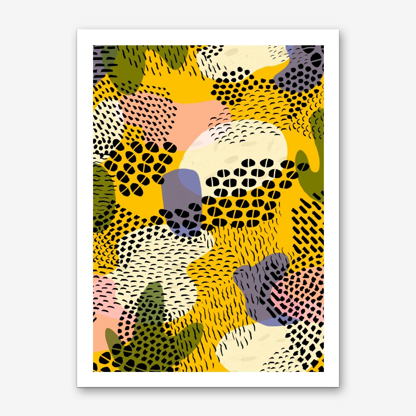 Pina Colada Abstract Art Print Yellow Wall Poster for Living Room Framed Option