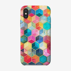 Crystal Bohemian Honeycomb Cubes - colorful hexagon pattern  iPhone Case