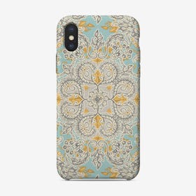 Gypsy Floral in Soft Neutrals, Grey & Yellow on Sage  iPhone Case