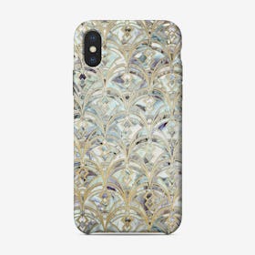 Pale Bright Mint and Sage Art Deco Marbling  iPhone Case