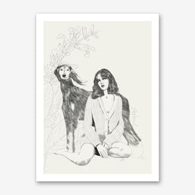 A Girl And A Dog Art Print
