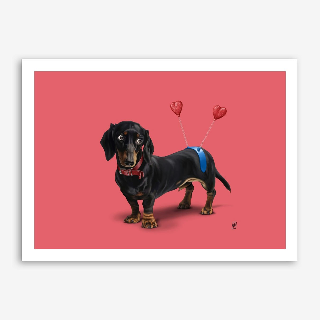 Dachshund Art Print by Rob Snow Framed Poster Red Pop Art for Living Room Wall Decor