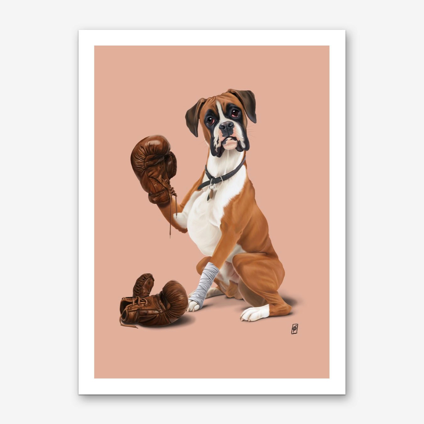 Boxer Dog Art Print by Rob Snow Colorful Framed Poster for Living Room Wall Decor