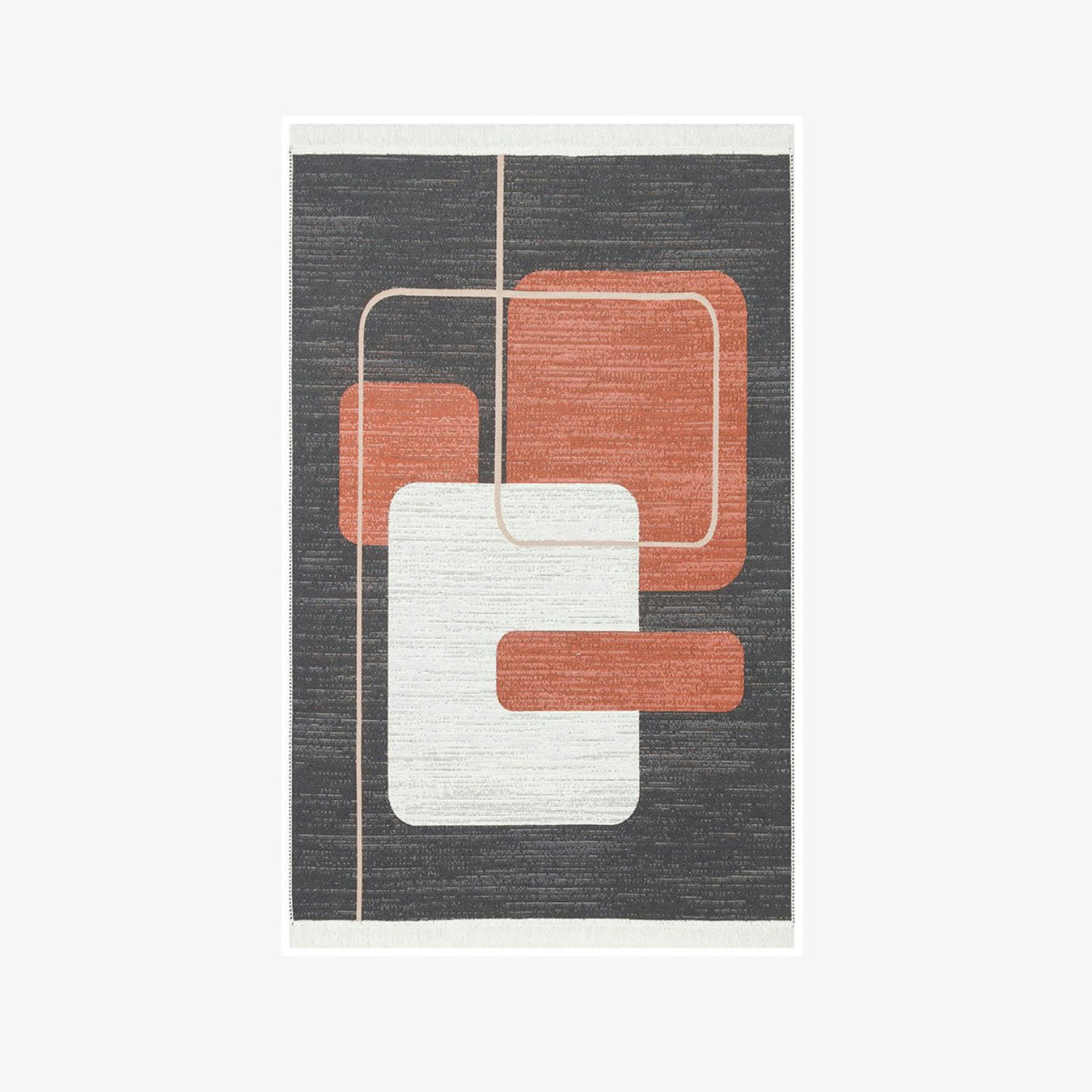 Arya 36 Reversible Rectangle Area Rug - Black / Terracotta