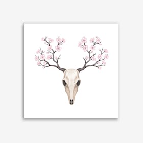 Blooming Deer Skull Art Print