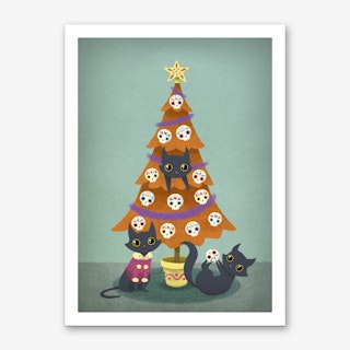 Meowy Christmas Sugar Skulls Art Print