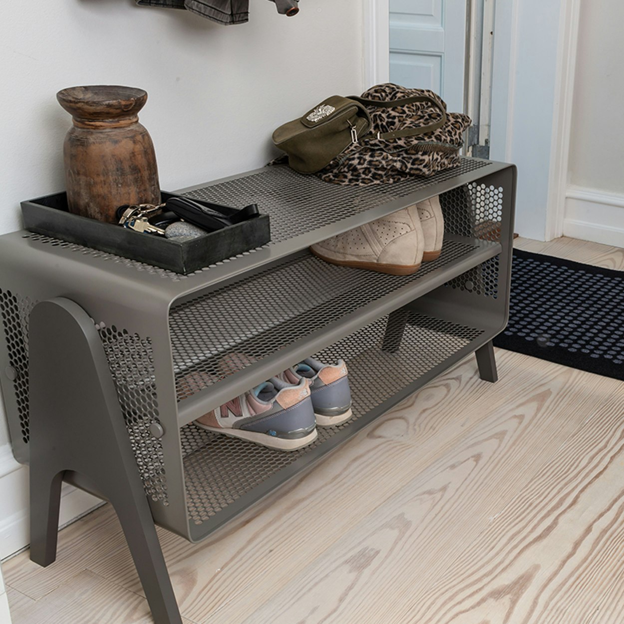 Big Floor Shoe Rack In Matte Grey Taupe By Tica Copenhagen Fy