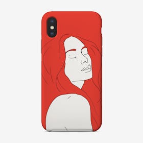 Woman In Reverie Red Phone Case