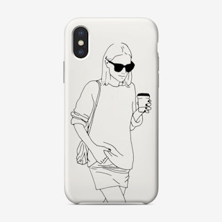 Woman With Coffee Phone Case