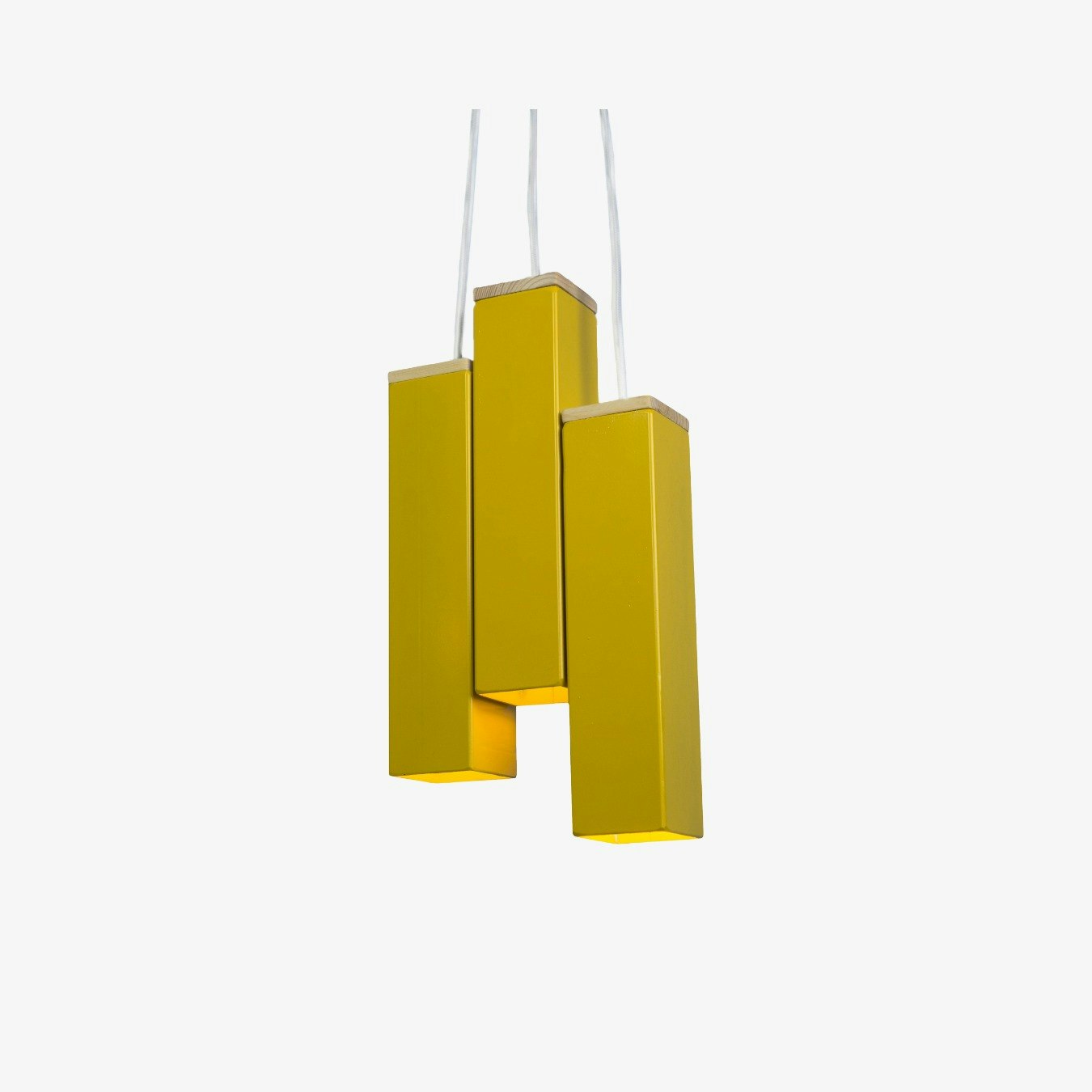 "Andy" Triple Structured Steel Pendant Light - Yellow - Set of 3