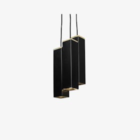 "Andy" Triple Structured Steel Pendant Light - Black - Set of 3