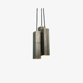 "Andy" Triple Structured Steel Pendant Light - Raw - Set of 3