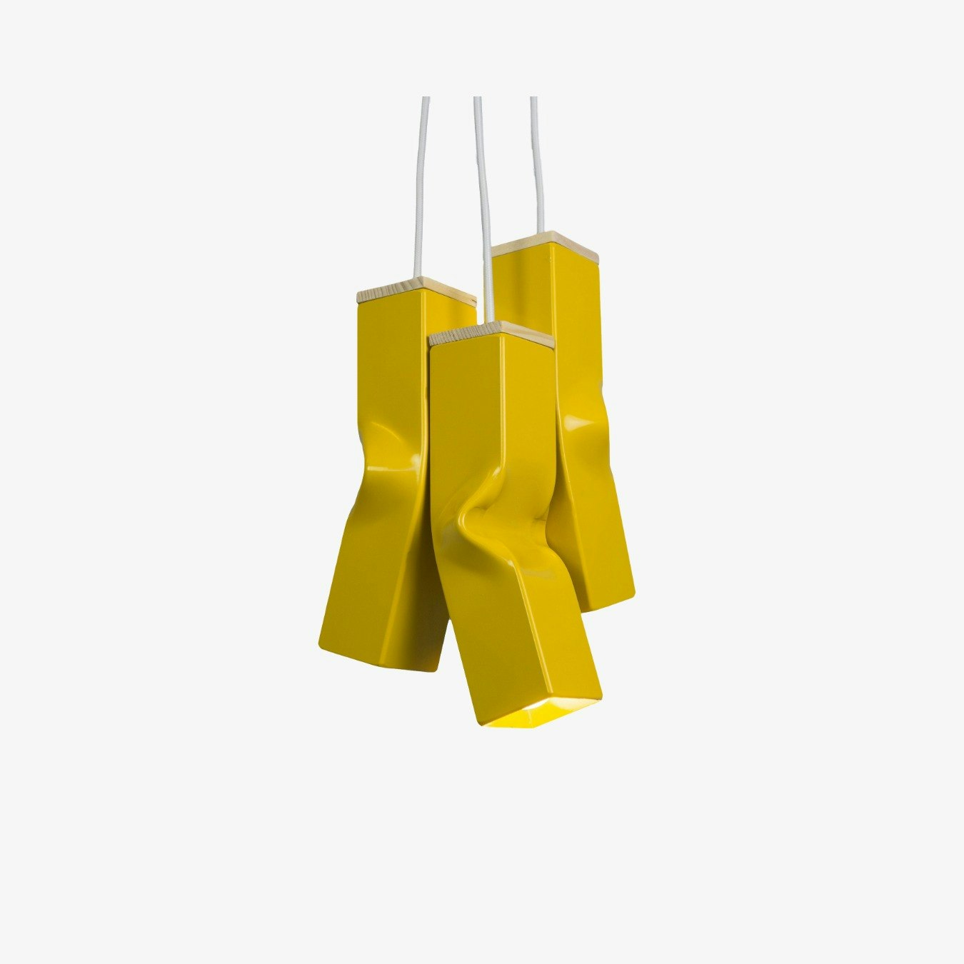 "Bendy" Triple Structured Steel Pendant Light - Yellow - Set of 3