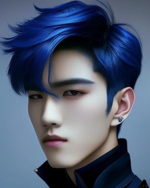 kpop dark blue hair