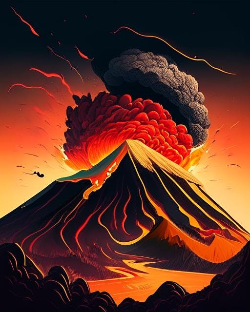 HD wallpaper volcano eruption illustration digital art artwork nature  landscape  Wallpaper Flare