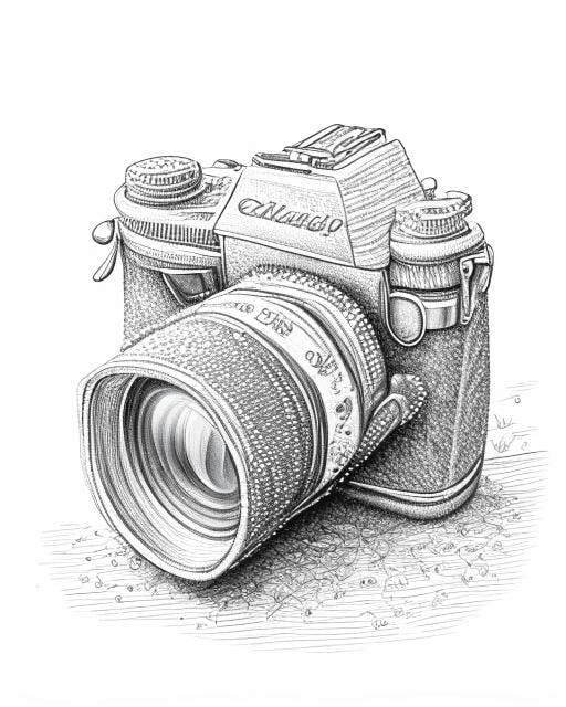pencil sketch illustration of DSLR camera Stock Photo  Alamy