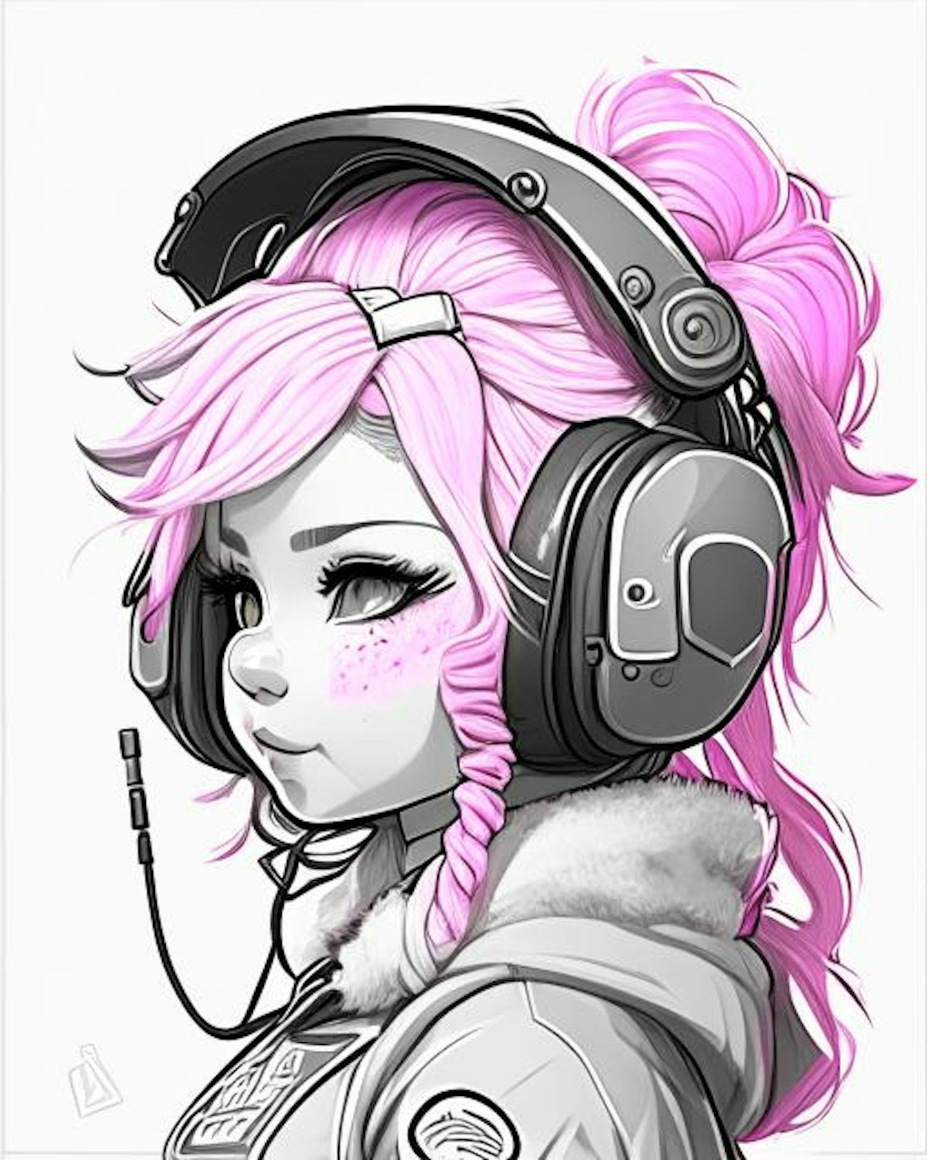 cute gamer girl drawing